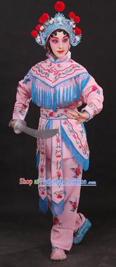 China Peking Opera Superheroine Pink Costumes