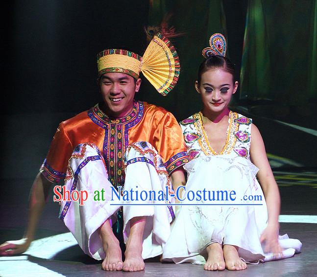 Chinese Yunan Xishuang Banna Dai Ethnic Men and Women s Dance Costumes