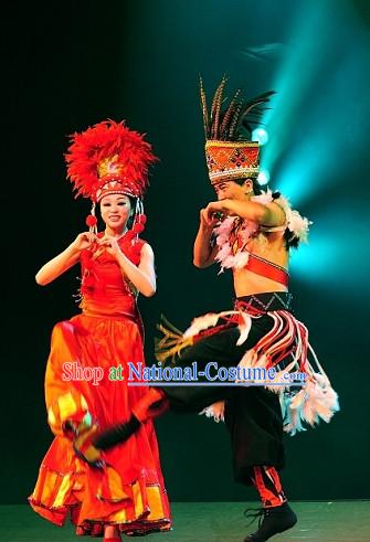 Chinese Yunan Xishuang Banna Ethnic Men and Women s Dance Costumes