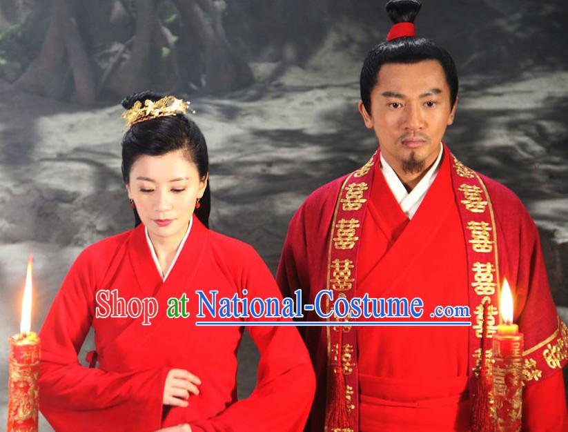 Chinese Red Wedding Dresses for Men and Women