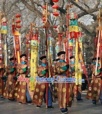 Chinese Flag Holder Stage Costumes and Hat