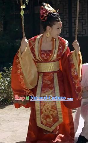 Asian China Princess Red Wedding Outfit for Women