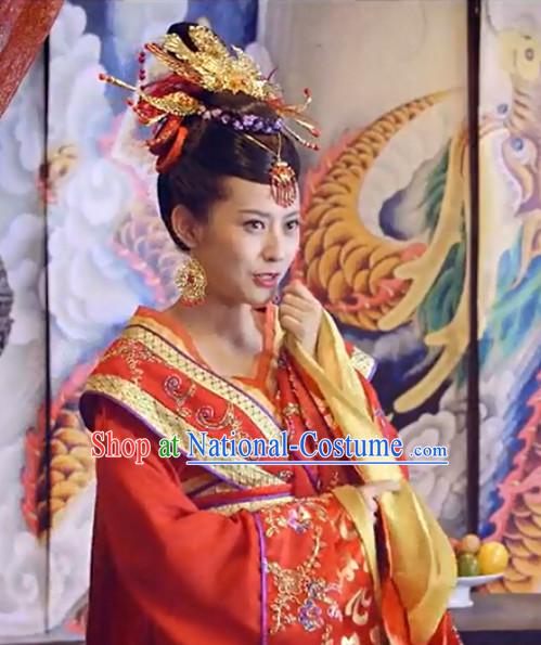 Asian China Princess Red Wedding Outfit for Women