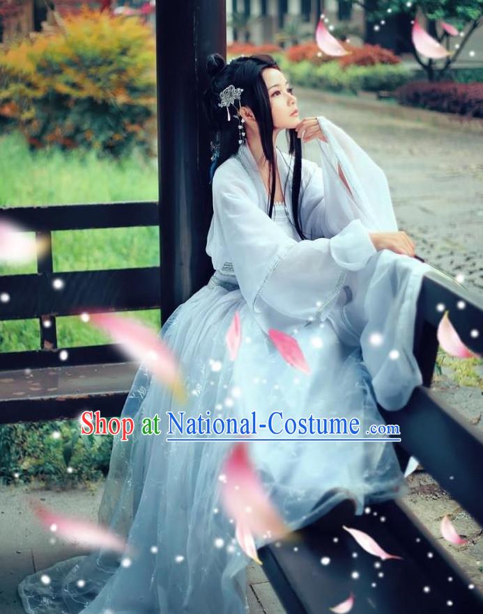 Pure White China Hanfu Dress for Women