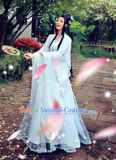 Pure White China Hanfu Dress for Women