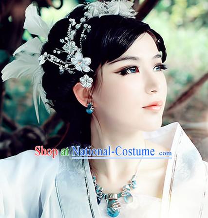 Traditional Romantic White Chinese Hair Accessories for Girls