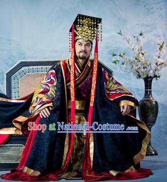 Ancient Traditional Emperor Dragon Robe and Crown Hat Complete Set