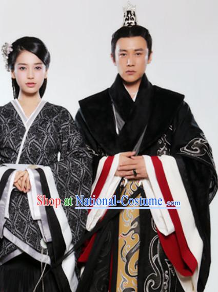 Ancient Traditional Emperor Robe and Empress Clothes Complete Set