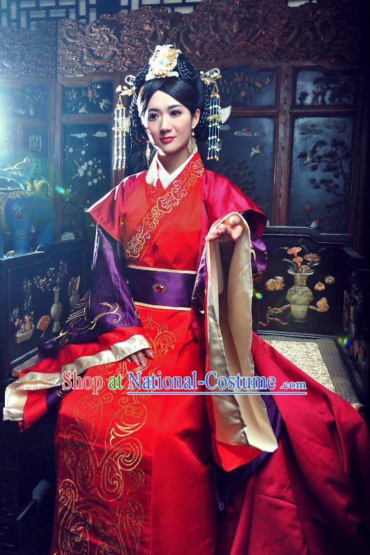 China Classical Wedding Dress and Hair Ornaments Complete Set