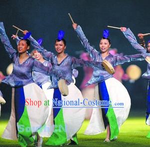 Korean Traditional Hands Drum Costumes and Headpiece for Girls