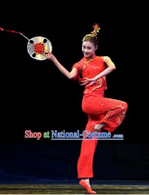 Chinese Classical Fan Dance Costumes for Girls