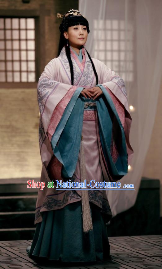 Chinese Princess Hanfu Costumes and Hair Jewelry