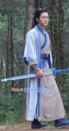 Chinese Swordman Stage Costumes and Headwear