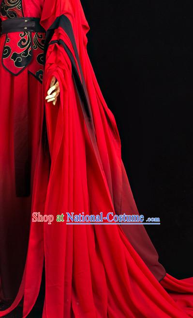 Chinese Red General Hanfu Cosplay Costumes Complete Set