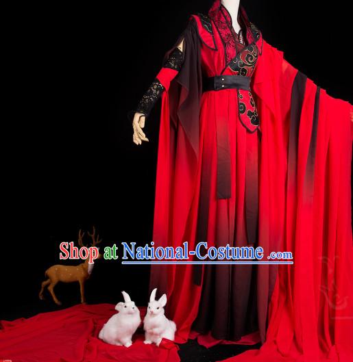 Chinese Red General Hanfu Cosplay Costumes Complete Set