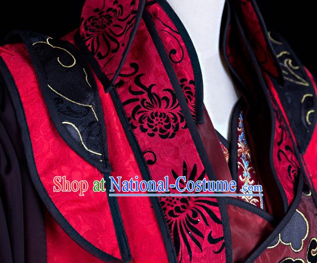 Chinese Red General Hanfu Cosplay Costumes Complete Set