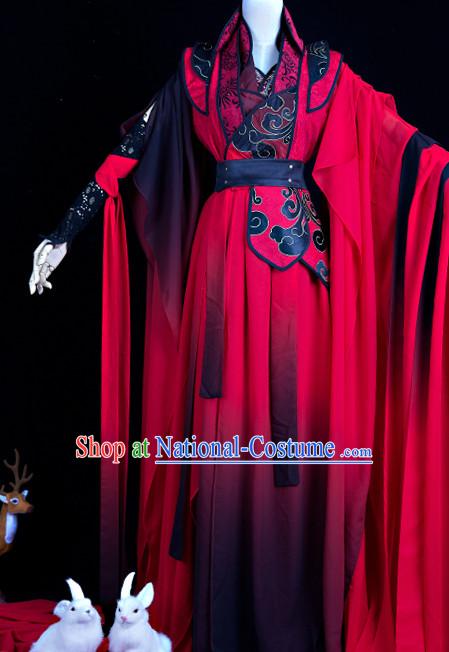 Chinese Red General Hanfu Cosplay Costumes Complete Set