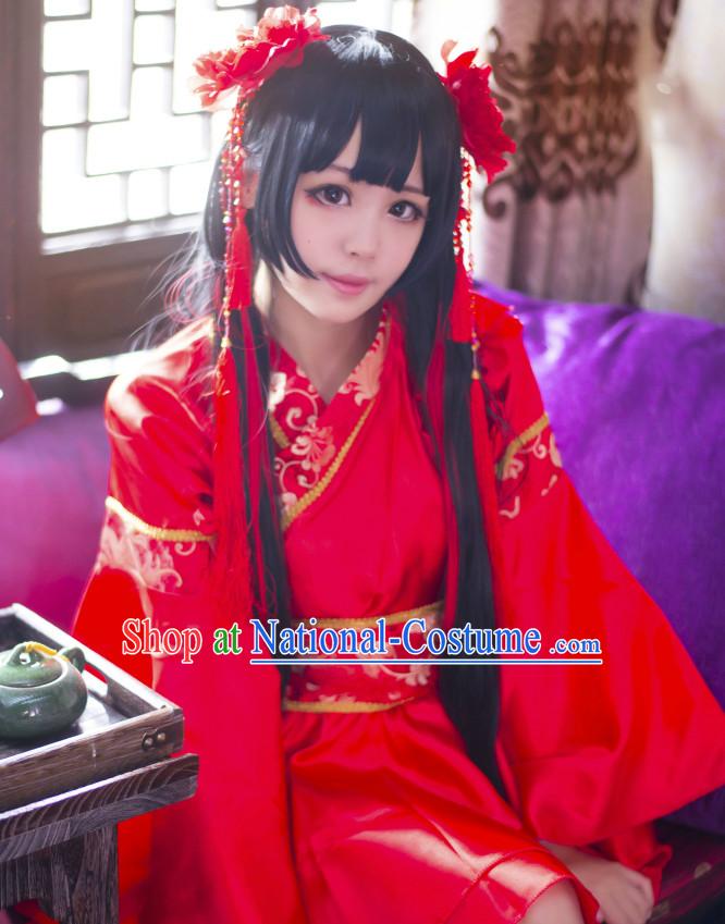 Red Chinese Anime Cosplay Costumes Complete Set