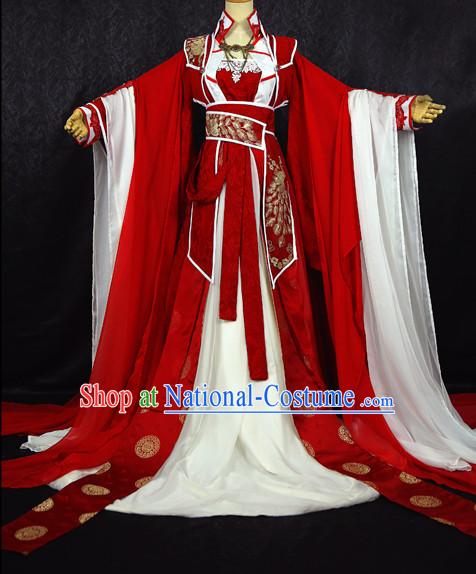 Beautiful Chinese Women Red Fairy Costumes