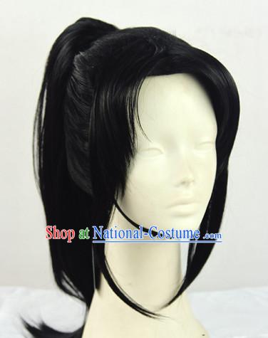 Chinese Ancient Swordsman Style Black Hair Wigs