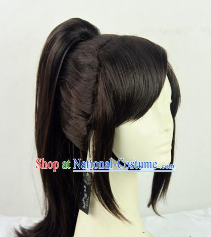 Traditional Chinese Swordsman Brown Colour Hair Wigs