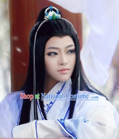 Chinese Traditional Swordsman Black Colour Hair Wigs