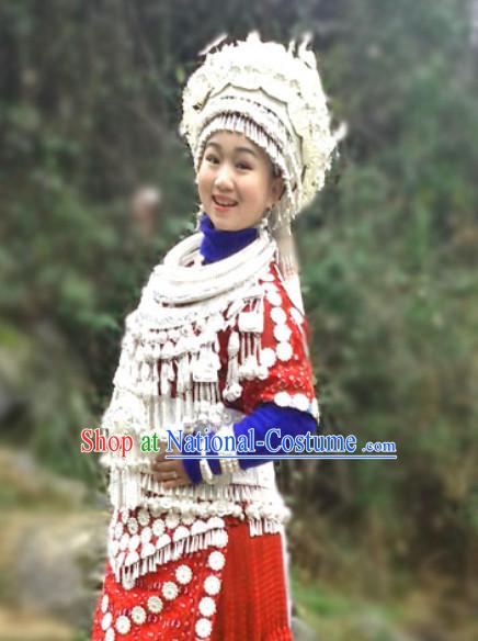 China Miao Minority Ethnic Clothes and Miao Silver Accessories for Women