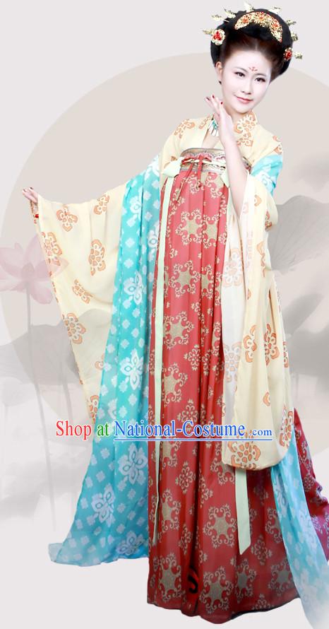 Chinese Traditional Tang Dynasty Hanfu Clothes with Wide Sleeves