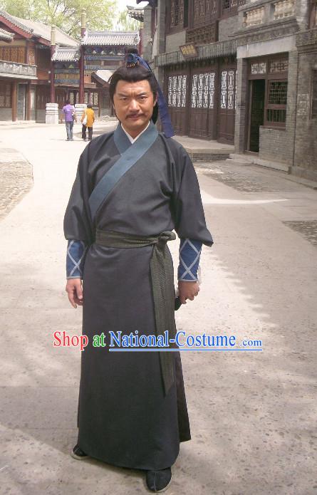 China Black Kung Fu Master Suit Robe for Men