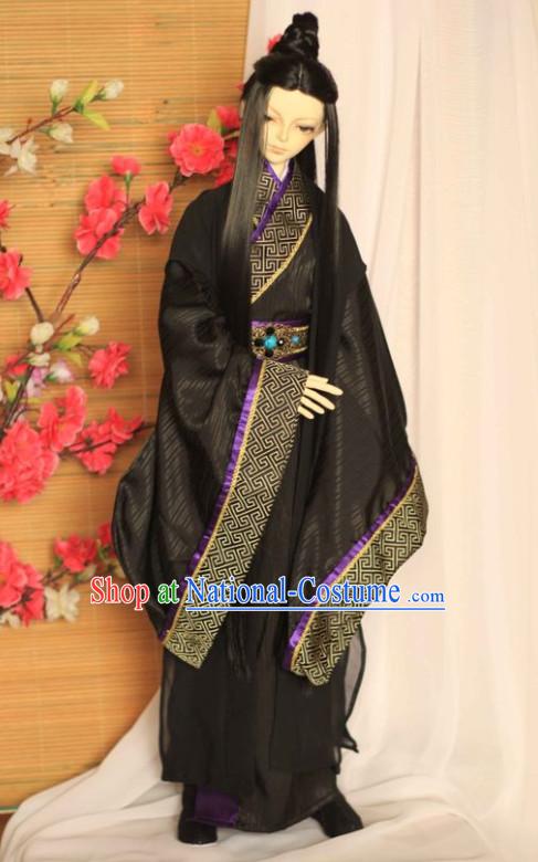 China Black Hanfu Suit Robe for Men