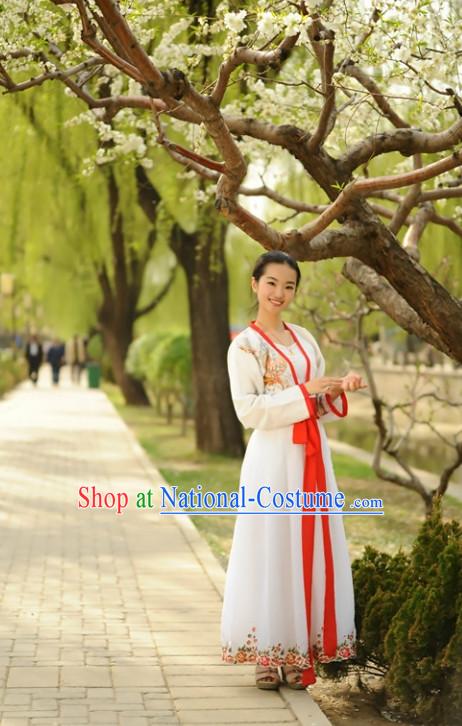 China Classical Lady Hanfu Suit with Red Trim