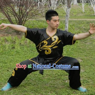 Black Top Kung Fu Martial Arts Costumes Complete Set for Men