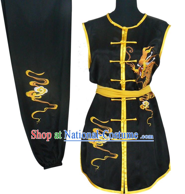 Top Dragon Embroidery Kung Fu Uniform Hapkido Wooden Dummy Marshal Arts Complete Set