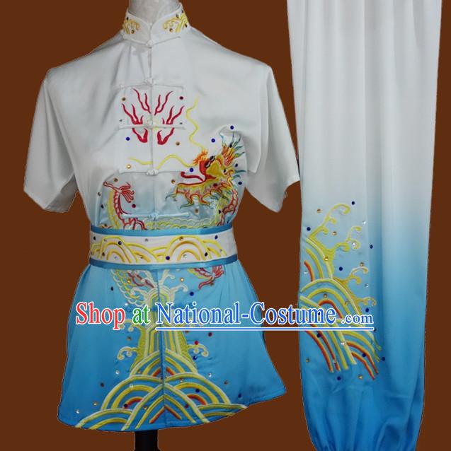 Top Short Sleeves Kung Fu Marshal Arts Wu Shu Uniform Complete Set