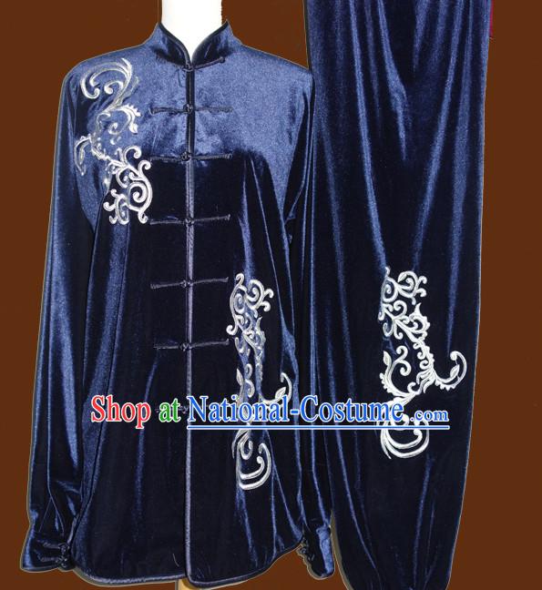 Winter Wear Velvet Wing Chun Kung Fu Wooden Dummy Practice Suit