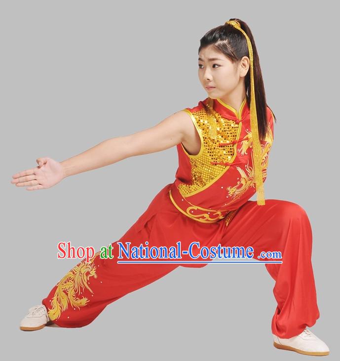 Top China Red Dragon Embroidery Martial Arts Suit