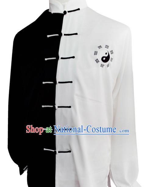 Tradtiional White and Black Yin Yang Embroidery Tai Chi Chuan Competition Suit