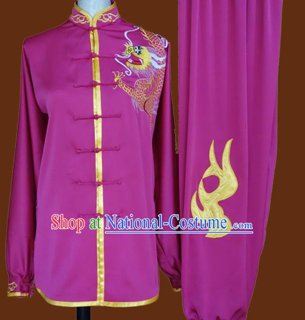 Top China Dragon Embroidery Purple Taiji Suit