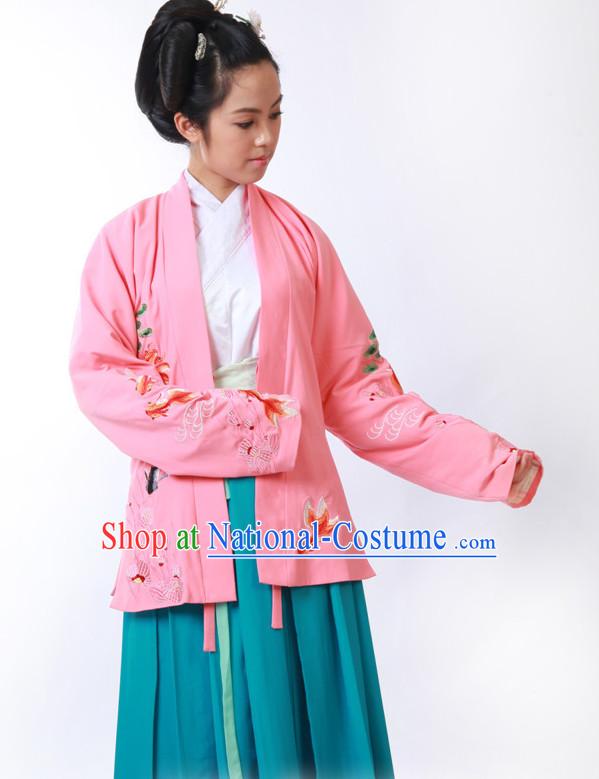 Embroidery Goldfish Chinese Traditional Costumes for Girls