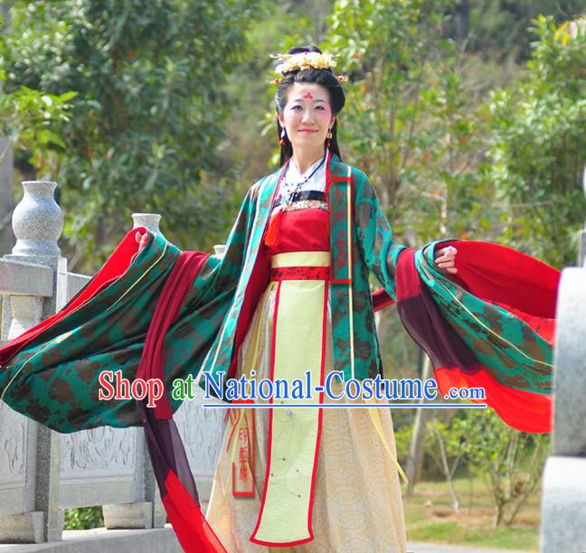 Chinese Ancient Hanfu Costumes and Hair Jewellry Complete Set