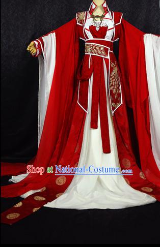 Chinese Ancient Hanfu Cosplay and Hair Jewellry Complete Set