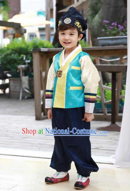 Korean Traditional Hanboks Clothes and Hat for Boys