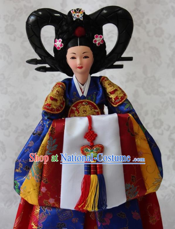 Korean Queen Hanbok Handmade Silk Figurines