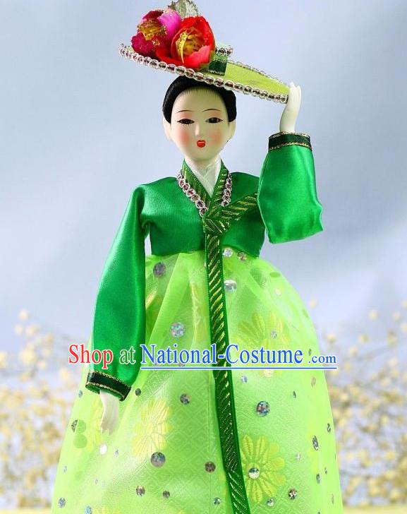 Korean Handmade Hanbok Dressed Folk Silk Figurine