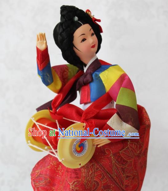 Korean Handmade Hanbok Dressed Folk Silk Figurine