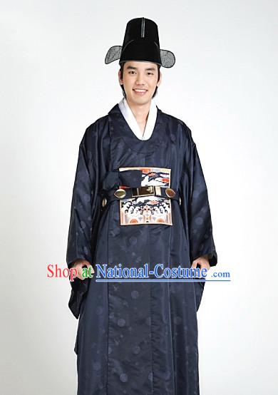 Korean Ancient Official Long Robe and Hat for Men