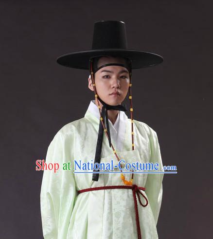 Korean Ancient Scholar Long Robe Costumes and Hat for Men