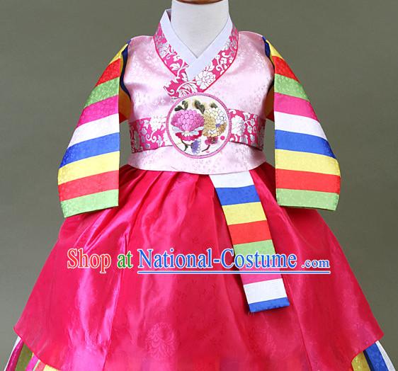 Top Korean Traditional Custom Made Birthday Hanbok Complete Set for Children