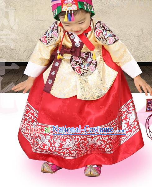 Top Korean Traditional Custom Made Birthday Hanbok Complete Set for Children