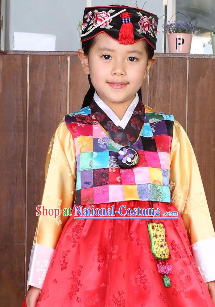 Top Korean Traditional Custom Made Birthday Hanbok Complete Set for Children